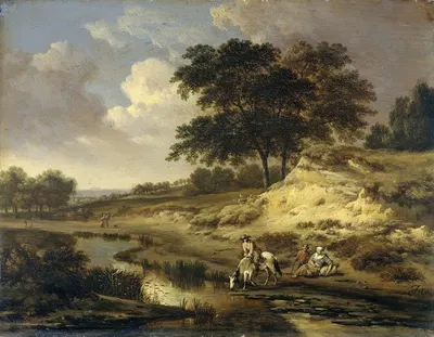 Пейзаж с всадником, поящим лошадь by Ян Вийнантс, 1655 - 1684 — digital art print download