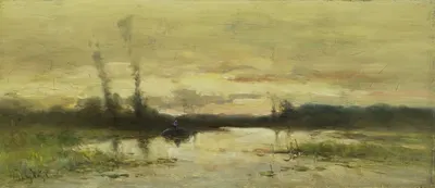 Пейзаж у канала возле Хилверсума by Иоганнес Гейсберт Фогель, 1880 - 1915 — digital art print download