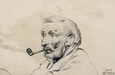 Head of a Man Smoking a Pipe by Сантьяго Русиньоль, 1890-1895 — digital art print download