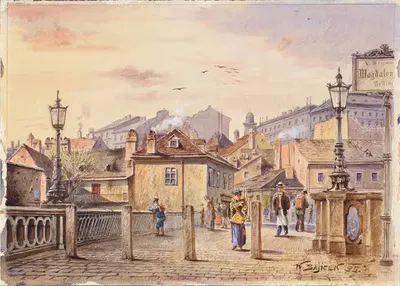 Мост Магдалены через реку Вена by Карл Венцель Зайчек, 1895 — digital art print download