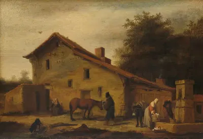 Гостиница в окрестностях Нанта by Ламбер Думер, 1640 - 1660 — digital art print download