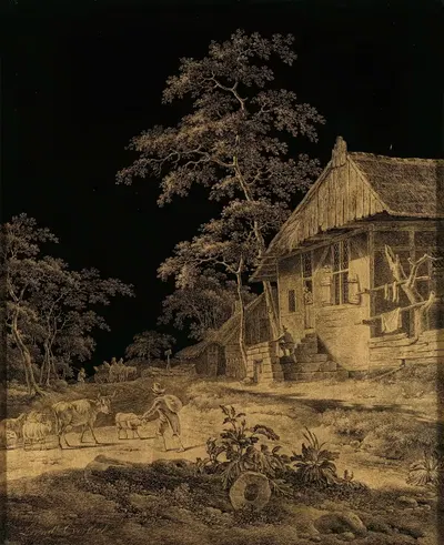 Пастух на ферме by Лендерт Овербек, 1780 - 1815 — digital art print download
