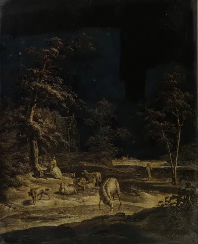 Пастушка с овцами by Лендерт Овербек, 1780 - 1815 — digital art print download