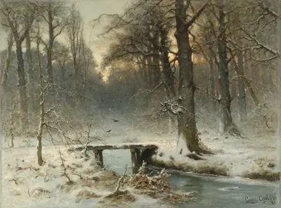 Январский вечер в лесах Гааги by Луи Аполь, 1875 — digital art print download