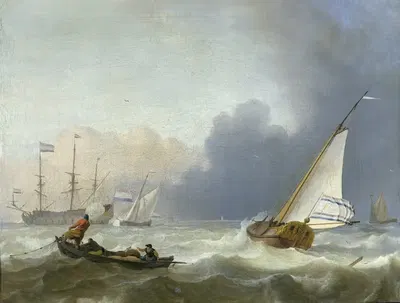 Бурное море с голландской яхтой by Людольф Бахуизен, 1694 — digital art print download