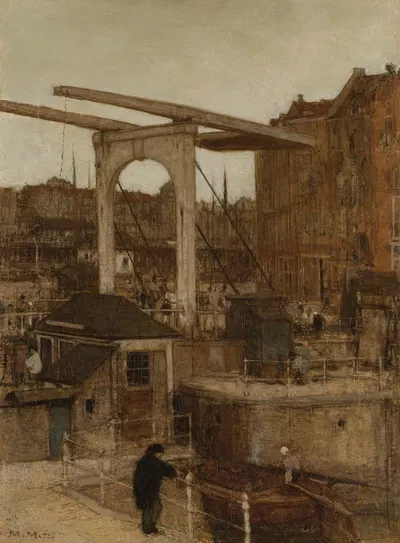The Nieuwe Haarlemse Sluis at the Singel, known as ‘Souvenir d’Amsterdam’ by Matthijs Maris, 1871 — digital art print…