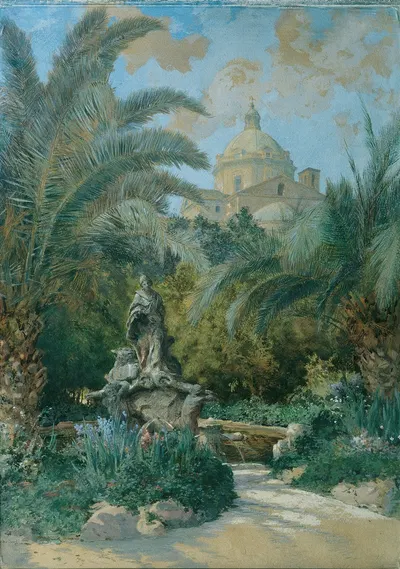 Вид посольства в Риме; вид из сада с куполом справа by Ортмар Бриоши, 1890-1900 — digital art print download
