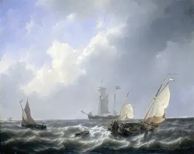 Seascape from the Zeeland Waters, near the Island of Schouwen by Petrus Johannes Schotel, 1825 - 1827 — digital art print…