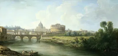 Вид на Кастель-Сант'Анджело в Риме by Пьер-Антуан Демаки, 1750 - 1800 — digital art print download