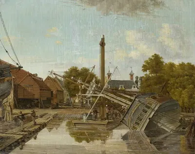 The Shipyard 'St Jago'on Bickers Eiland, Amsterdam by Pieter Godfried Bertichen, 1823 — digital art print download