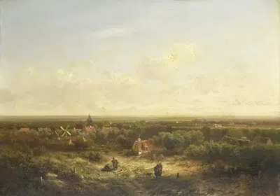 Дальний вид с деревней by Питер Лодевий Франциско Клюйвер, 1840 - 1900 — digital art print download