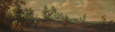 Пейзаж с парой, танцующей у загородного особняка by Питер Мейленер, 1645 — digital art print download