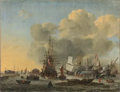 Уплотнение кораблей у Ботхуйзе на Хет Ий в Амстердаме by Рейниер Номс, 1650 - 1668 — digital art print download