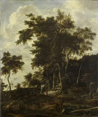 Лесной пейзаж с хижиной лесоруба by Ролант Рогман, 1650 - 1692 — digital art print download