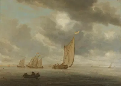 Парусные суда на внутреннем водоеме by Саломон ван Руйсдал, 1630 - 1670 — digital art print download