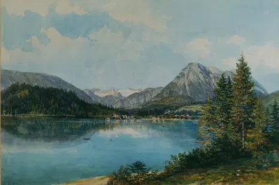 Der Altausseersee mit dem Dachstein by Thomas Ender, 1840 — digital art print download
