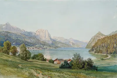 Der Grundlsee in der Steiermark by Thomas Ender, 1840 — digital art print download