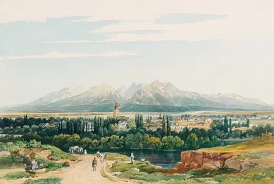 Schloss Lomnitz und die Tatra in Ungarn by Thomas Ender, 1861 — digital art print download