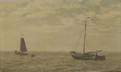 Морской пейзаж с рыбацкими лодками by Виллем Бастиан Толен, 1910 — digital art print download
