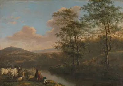 Итальянский пейзаж с отдыхающим пастухом by Виллем де Хейш, 1650 - 1692 — digital art print download