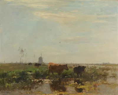Луг с коровами у воды by Виллем Марис, 1895 - 1904 — digital art print download