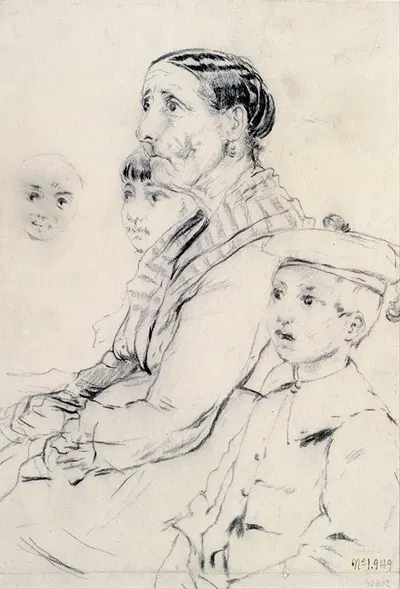 Study of a Woman and Children by Сантьяго Русиньоль — digital art print download