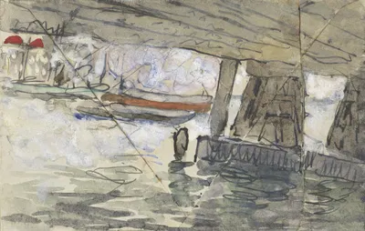 Gezicht onder een spoorviaduct te Amsterdam by Adolf le Comte, 1920 — digital art print download