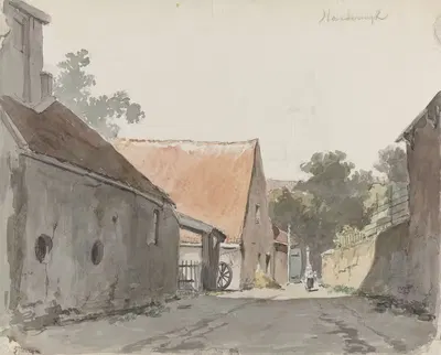 Вид на улочку в Хардервейке by Адрианус Эверсен, 1828 - 1897 — digital art print download