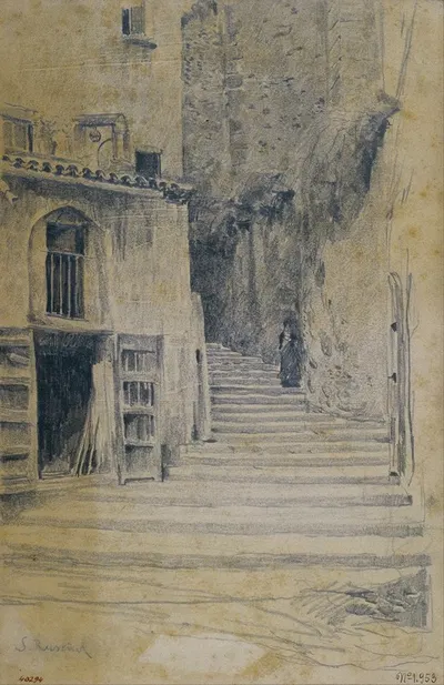 Village Street. Granada by Сантьяго Русиньоль — digital art print download