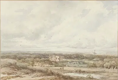 Вид с дюн на руины Бредероде by Арнольдус Иоганнес Эймер, 1813 - 1863 — digital art print download