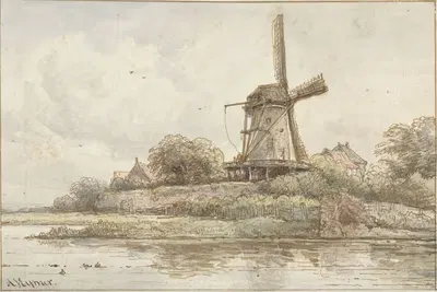 Мельница на городской стене by Арнольдус Иоганнес Эймер, 1813 - 1863 — digital art print download