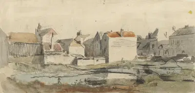 Buitenkant van een stad in aanbouw by Carel Jacobus Behr, 1822 - 1895 — digital art print download