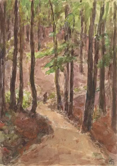 Bosweg door de heuvels te Baden-Baden by Carel Nicolaas Storm van 's-Gravesande, 1907 — digital art print download