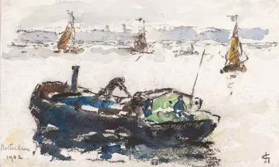 Gezicht op de Maas bij Rotterdam by Carel Nicolaas Storm van 's-Gravesande, 1902 — digital art print download