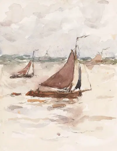 Zeilende vissersschepen op de Schelde by Carel Nicolaas Storm van 's-Gravesande, 1851 - 1924 — digital art print download