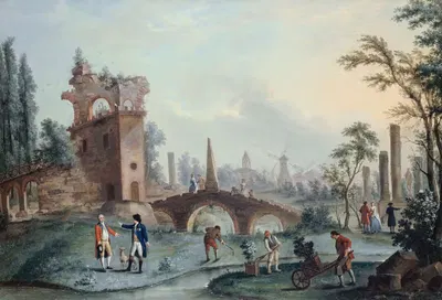 Вид садов Монсо by Луи Карроджис Кармон텔, 1778 — digital art print download
