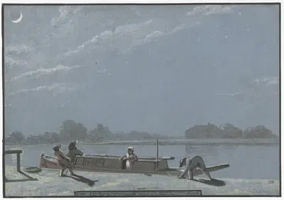 't Aankomen der weesper schuit aan de Buiten Amstel (dagboek, 19 november) by Christiaan Andriessen, 1805 - 1808 — digital…
