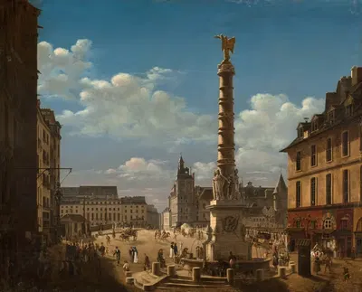 La place et la fontaine du Châtelet. by Etienne Bouhot, 1810 — digital art print download