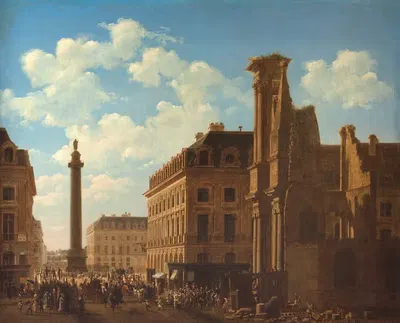 La place Vendôme et la rue de Castiglione, avec les ruines de l'église des Feuillants by Etienne Bouhot, 1808 — digital art…