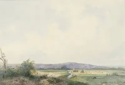 Пейзаж с лугами, у дюн by Франс Арнольд Бройхаус де Грут, 1844 — digital art print download