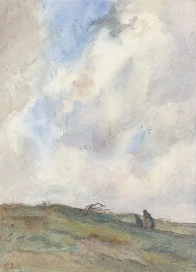Дюнный пейзаж во время шторма с двумя фигурами by Франс Смиссерт, 1872 - 1944 — digital art print download