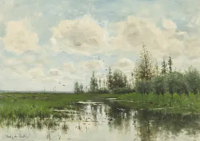Пруд с деревьями и лугом by Фредерик Якубус ван Россум дю Шатель, 1866 - 1917 — digital art print download