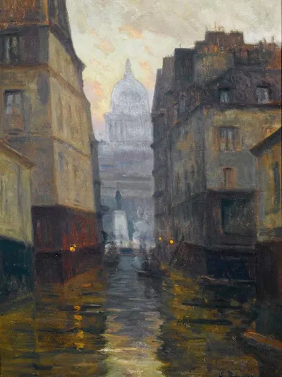 La rue du Haut-Pavé vers la place Maubert (inondations de 1910) by Germain Eugène Bonneton, 1910 — digital art print download