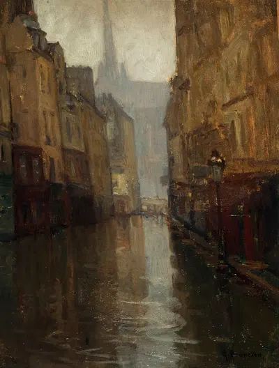 La rue du Haut-Pavé vers le quai de Montebello (inondations de 1910) by Germain Eugène Bonneton, 1910 — digital art print…