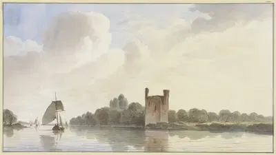 Ruïne van Huis te Merwede bij Dordrecht aan de Maas by Hendrik Abraham Klinkhamer, 1820 - 1872 — digital art print download