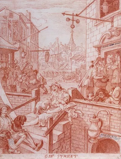 Gin Street by Уильям Хогарт, 1750 — digital art print download