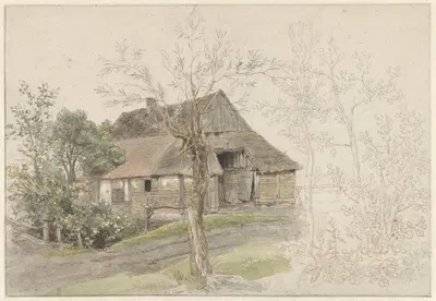 Фермерский дом с деревьями в Делдене by Якоб Эрнст Маркус, 1810 — digital art print download
