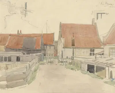 Huizen in de Vinkenbuurt, Amsterdam by Jan H.L. Hanau, 1886 — digital art print download