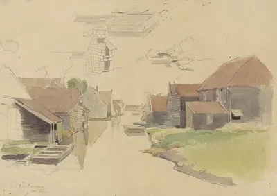 Studies van huizen in de Vinkenbuurt, Amsterdam by Jan H.L. Hanau, 1886 — digital art print download