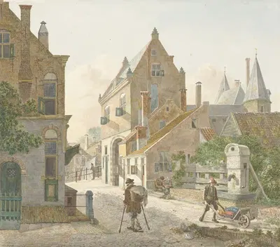 De Waardpoort en de Oude Gracht in Utrecht by Jan Hendrik Verheijen, 1814 — digital art print download